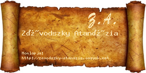 Závodszky Atanázia névjegykártya
